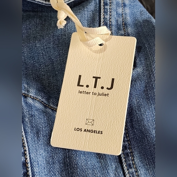L.T.J (Letter to Juliet) distressed modern casual denim jacket Size Large NEW - Picture 11 of 12